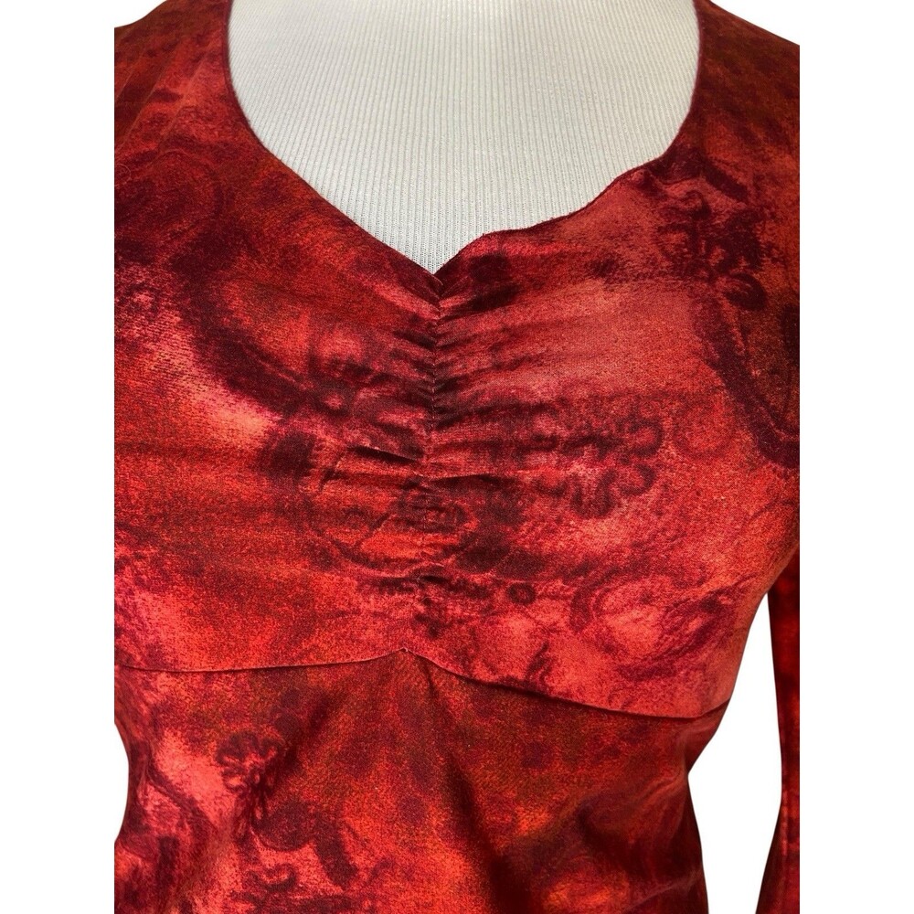 Vintage Y2K Babydoll Top Size S Red Bell Sleeves Witchy Whimsygoth Dark Fairy‎ - Picture 2 of 9